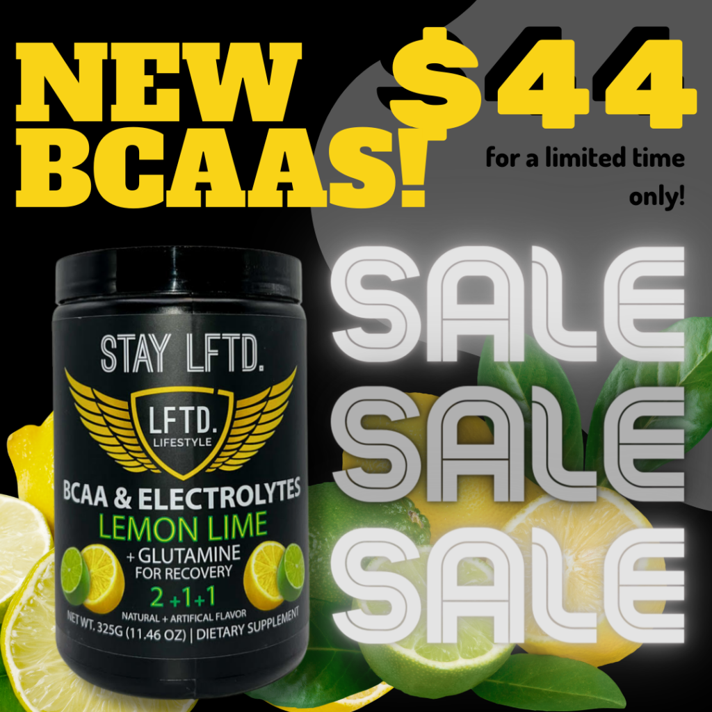Lemon Lime BCAAs Sale banner with link to lftdlifestyle